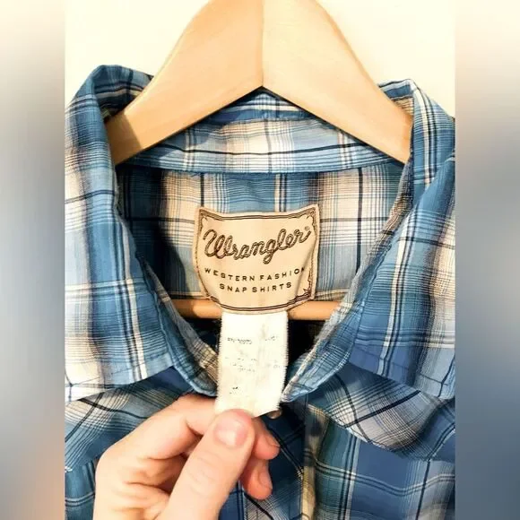 Wrangler | vintage men’s short sleeve western cowboy shirt w pearl snap buttons - Picture 2 of 5